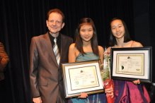 Adjudicator Prof. Tomislav Baynov, and Second-Place Winners Christine Ngai and Joanna Chu at the North West Piano Ensemble Competition, November 2010